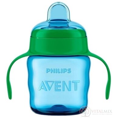 Philips AVENT HRNČEK pre prvé dúšky Klasik 200 ml, 6 m+, s držadlami, modrý (SCF551/05) 1x1 ks