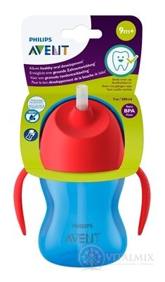 Philips AVENT HRNČEK s ohnutou slamkou 200 ml, 9 m+, s držadlami, modrý (SCF796/01), 1x1 ks