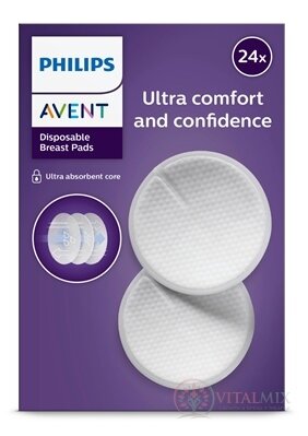 Philips AVENT Ultra comfort PRSNÉ VLOŽKY jednorazové, absorpčné, laktačné, do podprsenky (SCF254/24) 1x24 ks