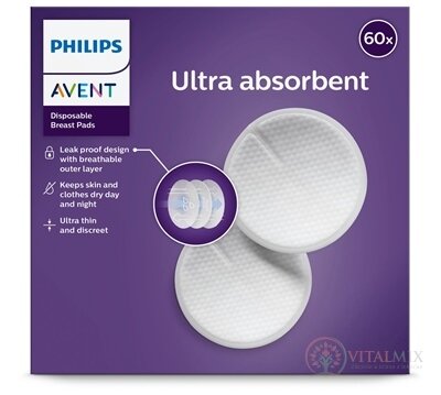 Philips AVENT Ultra comfort PRSNÉ VLOŽKY jednorazové, absorpčné, laktačné, do podprsenky (SCF254/61) 1x60 ks