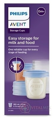 Philips AVENT VIA zásobníky poháriky 180 ml x 5 ks, s vrchnákmi (SCF619/05) 1x1 set
