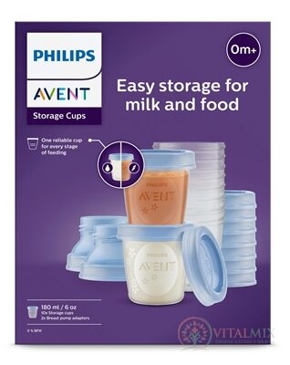 Philips AVENT VIA zásobníky s adaptérom poháriky 180 ml x 10 ks, s vrchnákmi, adaptér 2 ks (SCF618/10) 1x1 set