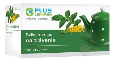 PLUS LEKÁREŇ Bylinná zmes na trávenie porciovaná, záparové vrecká 20x1,5g (30 g)