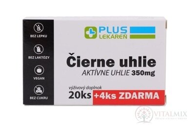 PLUS LEKÁREŇ Čierne uhlie 350 mg tbl (20+4 ks zdarma) (24 ks)