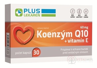 PLUS LEKÁREŇ Koenzým Q10 60 mg + vitamín E cps 1x30 ks
