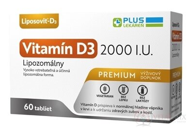 PLUS LEKÁREŇ Lipozomálny vitamín D3 2000 I.U. tbl 1x60 ks