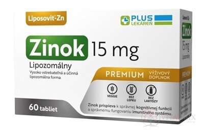 PLUS LEKÁREŇ Lipozomálny zinok 15 mg tbl 1x60 ks