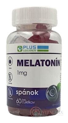 PLUS LEKÁREŇ Melatonín 1 mg želé cukríky, čučoriedková príchuť 1x60 ks
