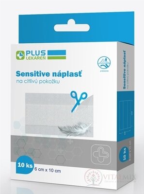 PLUS LEKÁREŇ Náplasť sensitive na citlivú pokožku 6 x 10 cm, 1x10 ks