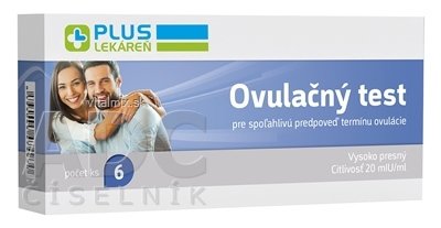 PLUS LEKÁREŇ Ovulačný test prúžky, pre predpoveď termínu ovulácie 1x6 ks