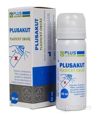 PLUS LEKÁREŇ PLUSAKUT Plastický obväz tekutá ochranná náplasť v spreji 1x50 ml