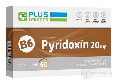 PLUS LEKÁREŇ Pyridoxín 20 mg tbl s vitamínom B6 1x60 ks