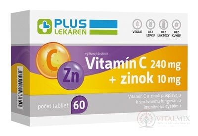 PLUS LEKÁREŇ Vitamín C 240 mg + zinok 10 mg tbl 1x60 ks