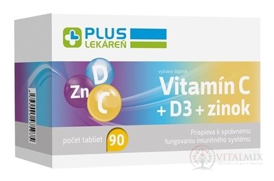 PLUS LEKÁREŇ Vitamín C + D3 + zinok tbl 1x90 ks