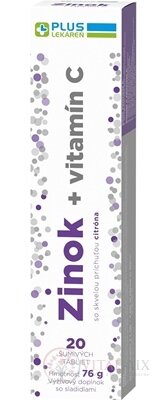 PLUS LEKÁREŇ Zinok + vitamín C tbl eff s príchuťou citróna 1x20 ks