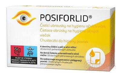 POSIFORLID Obrúsky na hygienu očných viečok čistiace, jednorazové, sterilné 1x20 ks