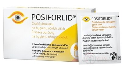 POSIFORLID Obrúsky na hygienu očných viečok čistiace, jednorazové, sterilné 1x20 ks