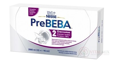 PreBEBA 2 DISCHARGE mliečna dojčenská výživa (pre novorodencov nad 1800 g)(inov.2024) 32x90 ml (2880 ml)