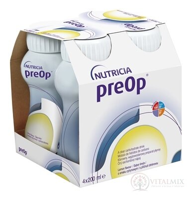 preOp sacharidový izotonický nápoj s citrónovou príchuťou 4x200 ml (800 ml)