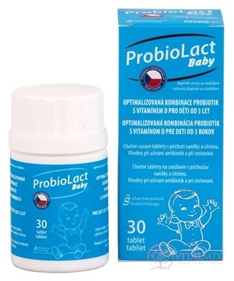 ProbioLact Baby tablety na cmúľanie (s vitamínom D), príchuť vanilka, citrón 1x30 ks