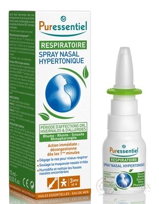 PURESSENTIEL RESPIRATORY Nosný sprej hypertonický, s esenciálnymi olejmi 1x15 ml