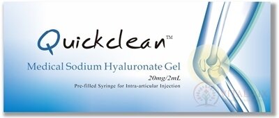Quickclean 20 mg/2 ml Gél s hyaluronátom sodným v predplnenej injekčnej striekačke, na náhradu synoviálnej tekutiny na kĺby (10 mg/1 ml) 1x2 ml
