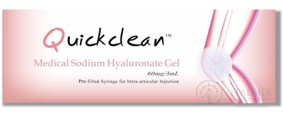 Quickclean 60 mg/3 ml Gél s hyaluronátom sodným v predplnenej injekčnej striekačke, na náhradu synoviálnej tekutiny na kĺby (20 mg/1 ml) 1x3 ml