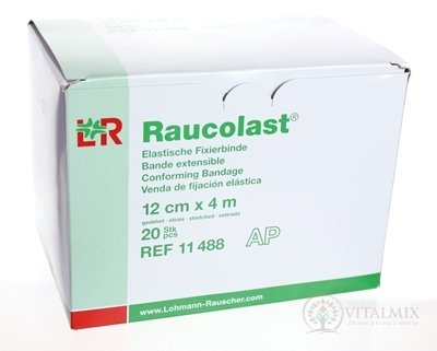 RAUCOLAST 12cmx4m obväz elastický fixačný, voľne v škatuli 1x20 ks