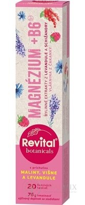Revital Botanicals MAGNÉZIUM + B6 tbl eff s bylinnými extraktmi, s príchuťou maliny, višňe a levandule 1x20 ks