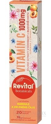 Revital Botanicals VITAMÍN C 1000 mg tbl eff s bylinnými extraktmi, s príchuťou marhule a zeleného čaju 1x20 ks