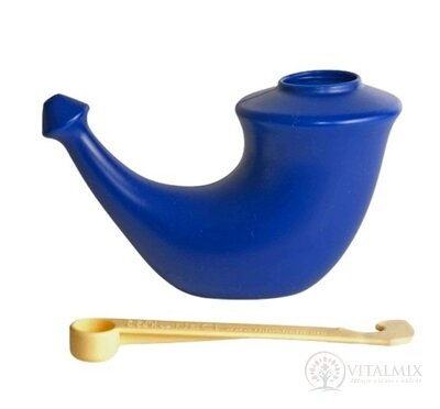 RHINO HORN Konvička na výplach nosa modrá, s odmerkou na soľ (7090001498244) 1x1 ks