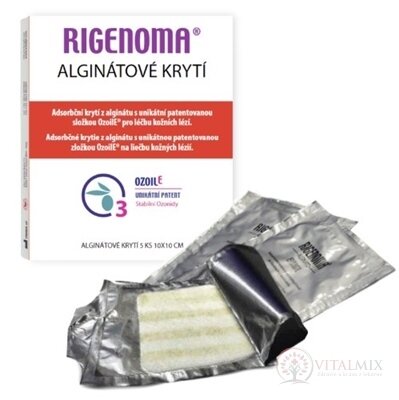 RIGENOMA Alginátové KRYTIE 10x10 cm, s OzoilE 1x5 ks