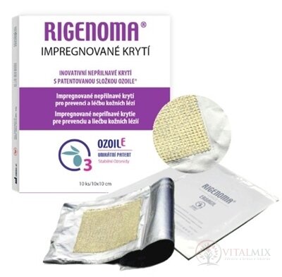 RIGENOMA Impregnované KRYTIE 10x10 cm, nepriľnavé, s OzoilE 1x10 ks