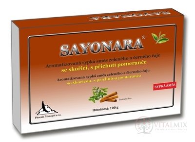 SAYONARA so škoricou s príchuťou pomaranča aromatizovaná sypká zmes zeleného a čierneho čaju 1x100 g