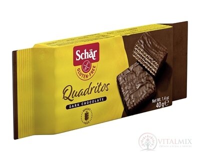 Schär QUADRITOS oblátky bezgluténové, kakaové vafle v horkej čokoláde, 1x40 g