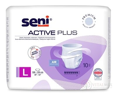 Seni ACTIVE PLUS Large navliekacie nohavičky (pás 100-135 cm, savosť 2000 ml) 1x10 ks