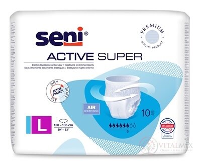 Seni ACTIVE SUPER Large navliekacie nohavičky (pás 100-135 cm) 1x10 ks