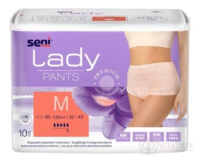 Seni Lady PANTS Medium nohavičky absorpčné pre ženy (pás 80-110 cm, savosť 1000 ml) 1x10 ks