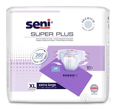 Seni SUPER PLUS extra large XL plienkové nohavičky (obvod pása 130-170 cm) 1x10 ks