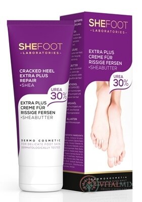 SheFoot KRÉM na popraskané päty EXTRA PLUS bambucké maslo a urea 30%, 1x75 ml