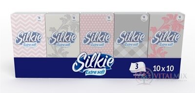 Silkie Extra soft Hygienické vreckovky 3-vrstvové, papierové 10x10 ks (100 ks)