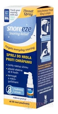 SNOREEZE SPREJ DO HRDLA PROTI CHRÁPANIU s mätovou príchuťou 1x23,5 ml