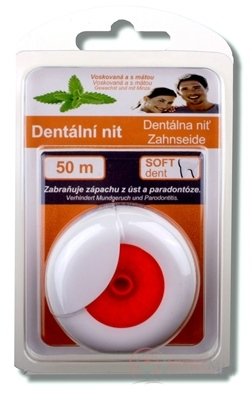 SOFTdent Dentálna niť voskovaná a s mätou, 50 m, 1x1 ks