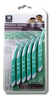 SOFTdent Medzizubná kefka M 0,6 mm zahnutá 5+1 gratis (1x6 ks)