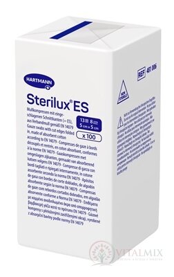 STERILUX ES kompres nesterilný so založenými okrajmi 13 vlákien 8 vrstiev (5x5 cm) 1x100 ks