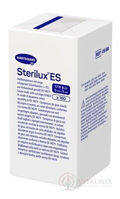 STERILUX ES kompres nesterilný so založenými okrajmi 17 vlákien 8 vrstiev (5 x 5 cm) 1x100 ks