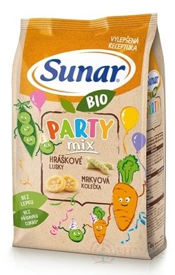 Sunar BIO Chrumky Party mix (hráškové struky a mrkvové kolieska)(od ukonč. 12. mesiaca) 1x45 g