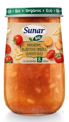Sunar BIO príkrm MAKARÓNY PARADAJKOVÁ OMÁČKA (od ukonč. 8. mesiaca) 1x190 g