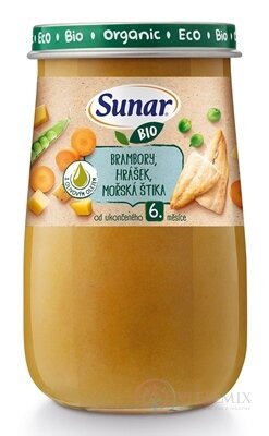 Sunar BIO príkrm ZEMIAKY, HRÁŠOK, MORSKÁ ŠŤUKA s olivovým olejom (od ukonč. 6. mesiaca) 1x190 g