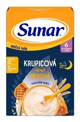 Sunar mliečna KAŠA KRUPICOVÁ Na dobrú noc príchuť medová (od ukonč. 6. mesiaca) 1x210 g